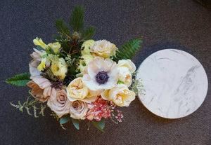 Mixed Flower in Marble Print Box - White